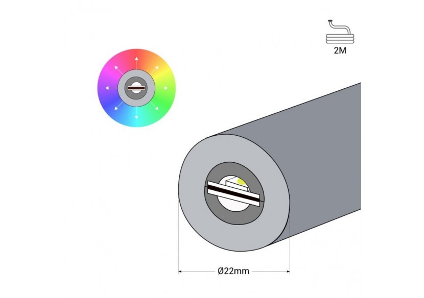 Néon LED flexible RGB intelligent IC-circulaire à 360 degrés-diamètre 22mm-2m-12V DC-28W/m-IP65 - NSD22-2M-IC - Barcelona LED Néon LED flexible RGB intelligent IC-circulaire à 360 degrés-diamètre 22mm-2m-12V DC-28W/m-IP65 - NSD22-2M-IC - Barcelona LED