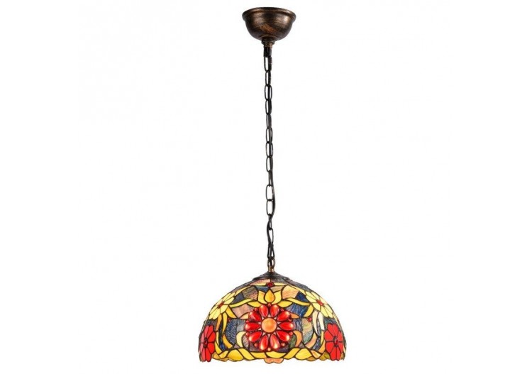 Suspension d'inspiration Tiffany avec mosaïque florale en verre - L3088-30 - Barcelona LED