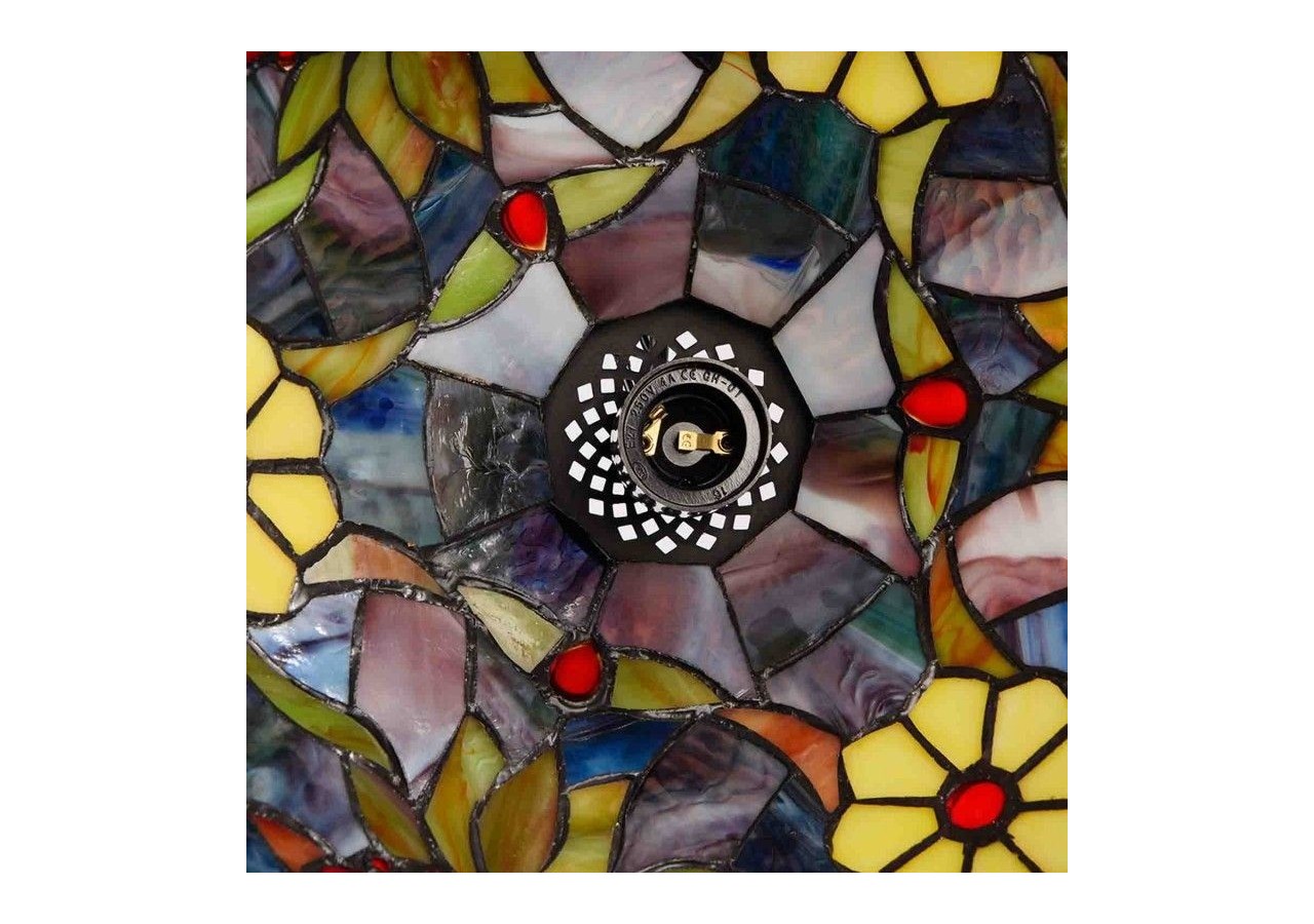 Suspension d'inspiration Tiffany avec mosaïque florale en verre - L3088-30 - Barcelona LED