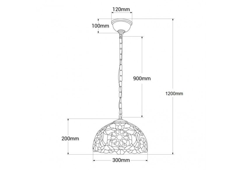 Suspension d'inspiration Tiffany avec mosaïque florale en verre - L3088-30 - Barcelona LED Suspension d'inspiration Tiffany avec mosaïque florale en verre - L3088-30 - Barcelona LED