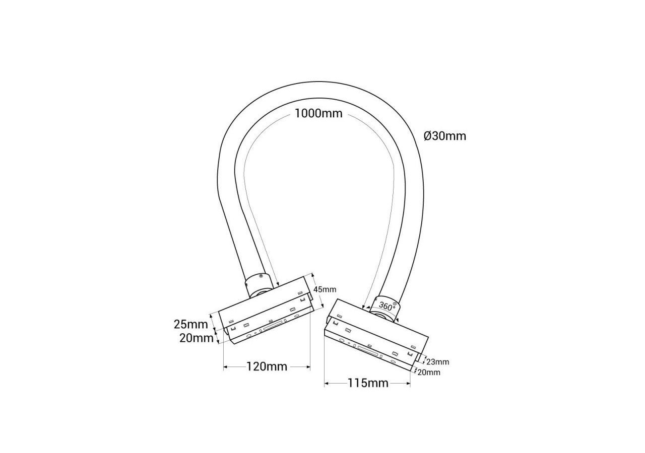 Néon LED flexible sur rail magnétique 360 degrés-48V DC- diamètre 30mm-24W/m-1 mètre-336ch/m - MNSD30-1M-BF - Barcelona LED