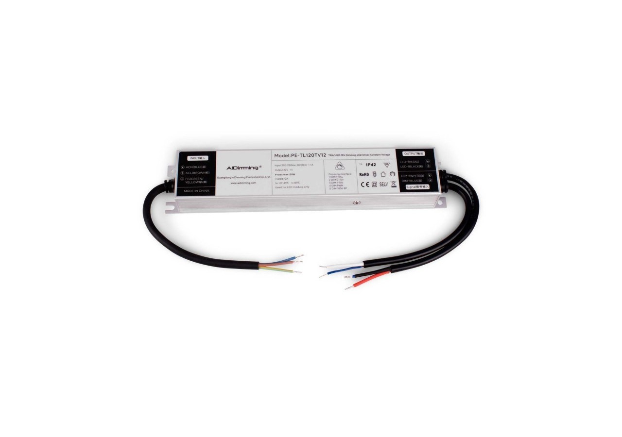 Alimentation LED dimmable TRIAC/0-10V 200-250V-Sortie 12V-10A-120W - PE-TL120TV12 - Barcelona LED