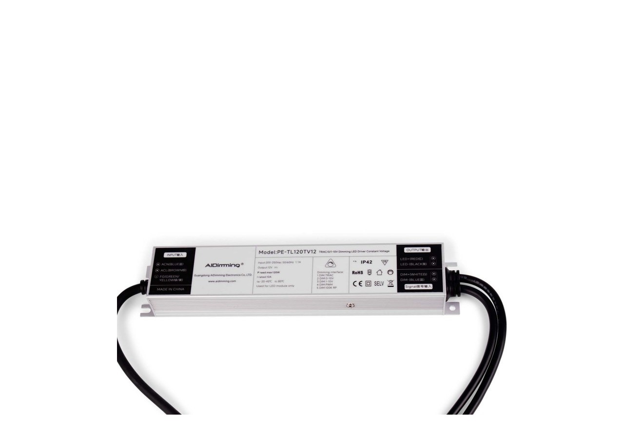 Alimentation LED dimmable TRIAC/0-10V 200-250V-Sortie 12V-10A-120W - PE-TL120TV12 - Barcelona LED
