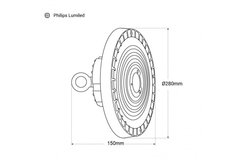 Cloche LED industrielle-Driver PHILIPS-150W-160lm/W-Puce PHILIPS-Dimmable 1-10V-IP65 - B8137-150-4K - Barcelona LED