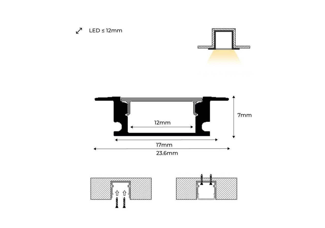 Embout de finition blanc pour profilé encastré PXG-205 - PXG-205-SA-B - Barcelona LED