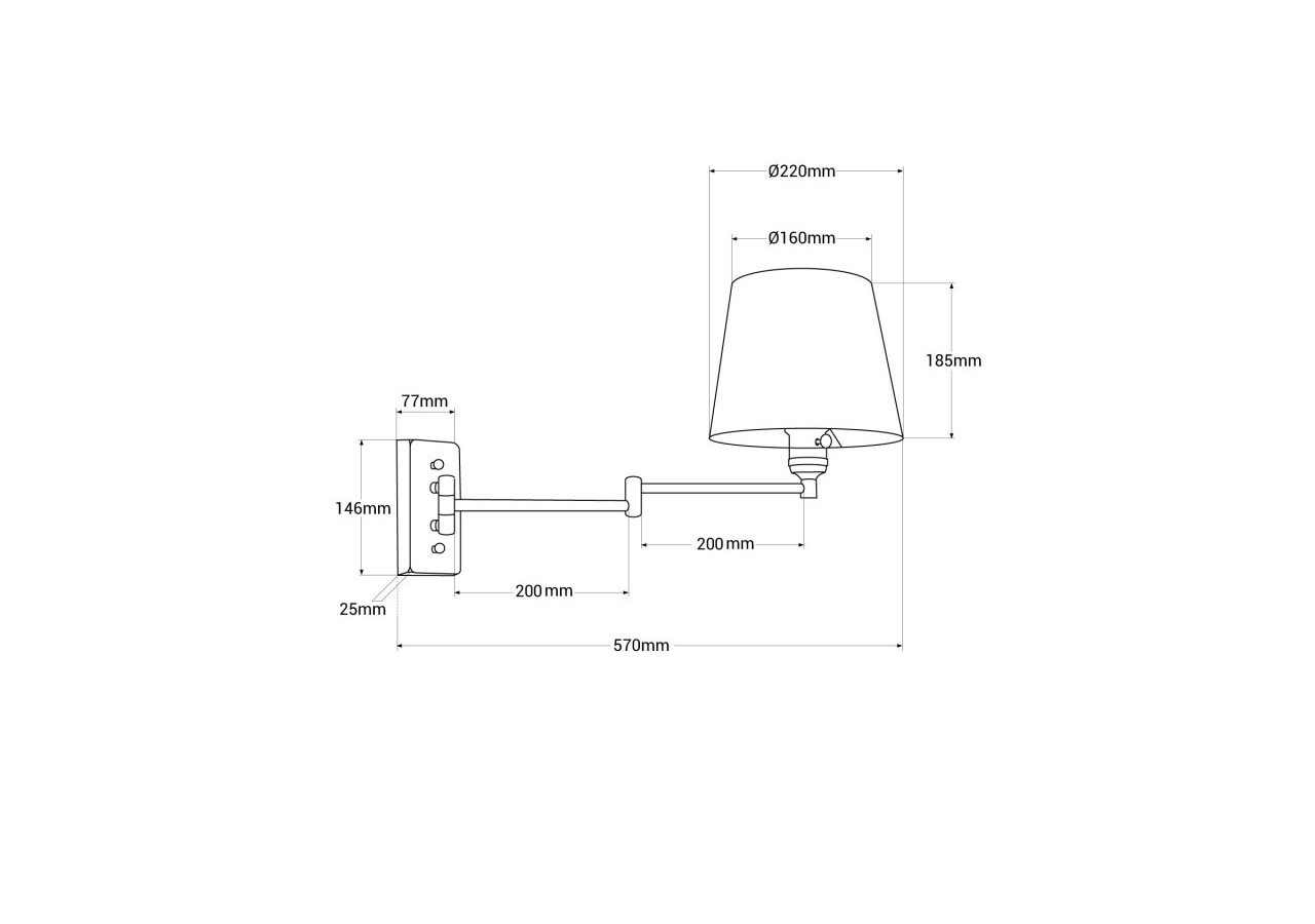 Applique murale avec bras articulé "Reno"-E27 - L3066-N - Barcelona LED