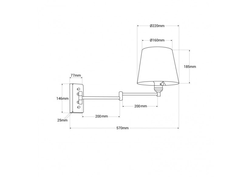 Applique murale avec bras articulé "Reno"-E27 - L3066-N - Barcelona LED