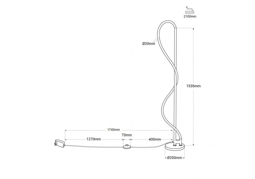 Lampadaire moderne à néon ondulant "Corda"-360 degrés-Dimmable-30W-3000K - L3081-D - Barcelona LED