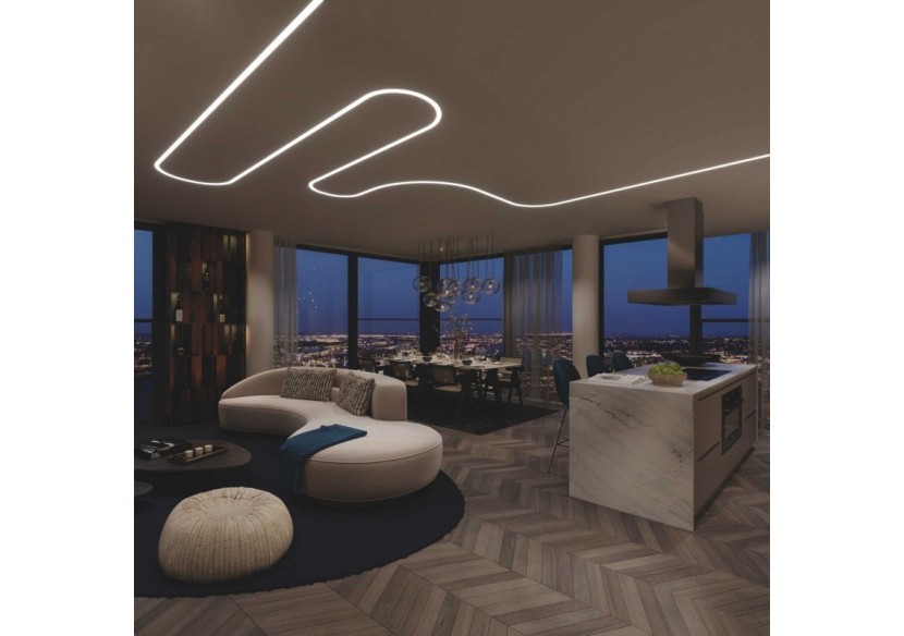 Gaine néon flexible en silicone encastrable pour rubans LED-30x20-5m-Courbure verticale - WOS3020-E - Barcelona LED