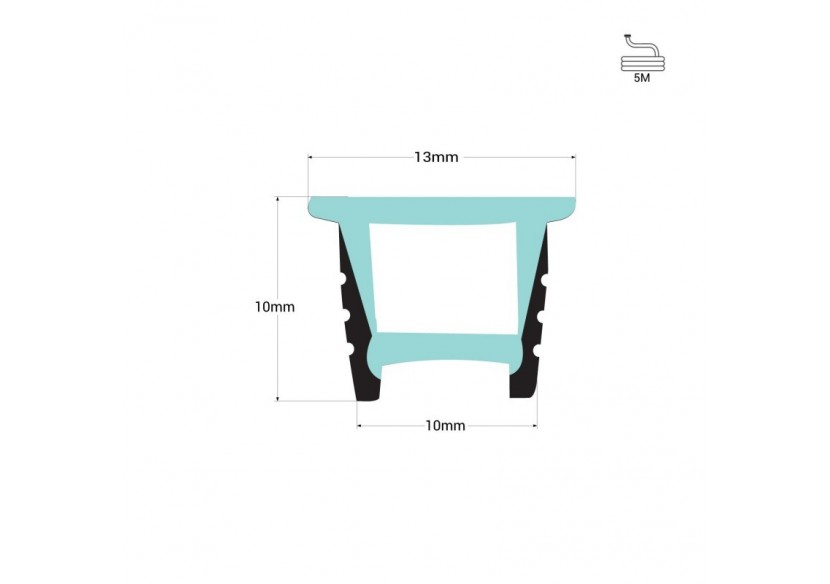 Gaine néon flexible en silicone encastrable pour rubans LED-10x10mm-5m-Courbure verticale - WOS1010-E - Barcelona LED