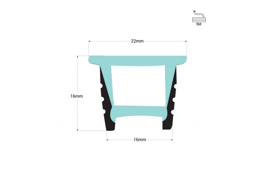 Gaine néon flexible en silicone encastrable pour rubans LED-16x16-5m-Courbure verticale - WOS1616-E - Barcelona LED