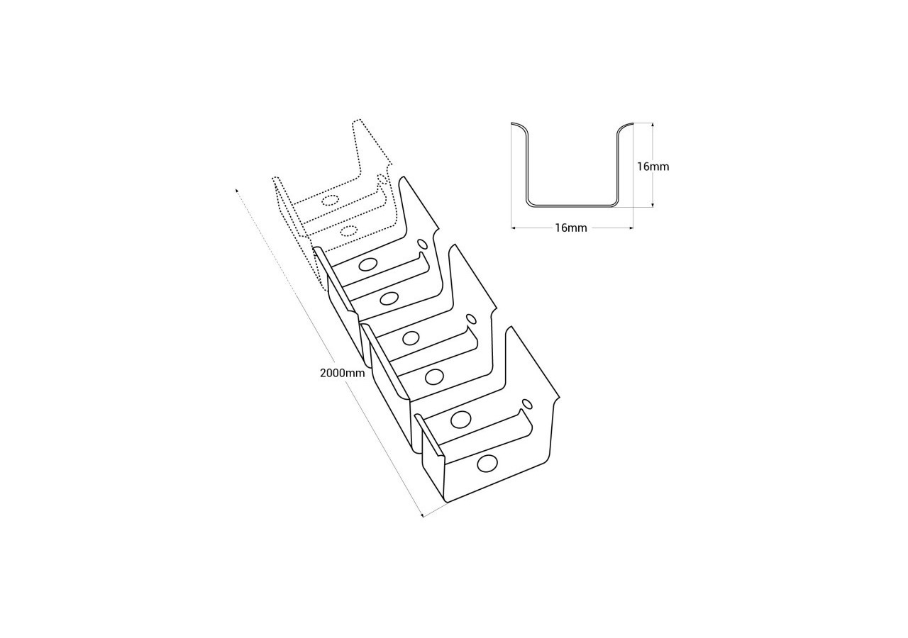 Profilé flexible en acier 16x16 mm pour gaines en silicone-2m - WOS1616-PERF - Barcelona LED