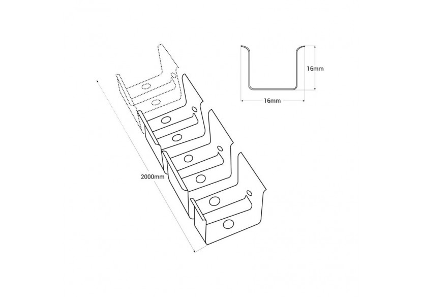 Profilé flexible en acier 16x16 mm pour gaines en silicone-2m - WOS1616-PERF - Barcelona LED
