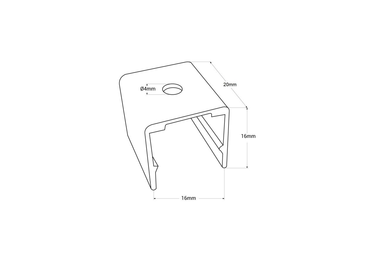 Agrafe de fixation métallique pour gaine flexible en silicone 16x16mm (Ref. WOS1616) - WOS1616-G - Barcelona LED
