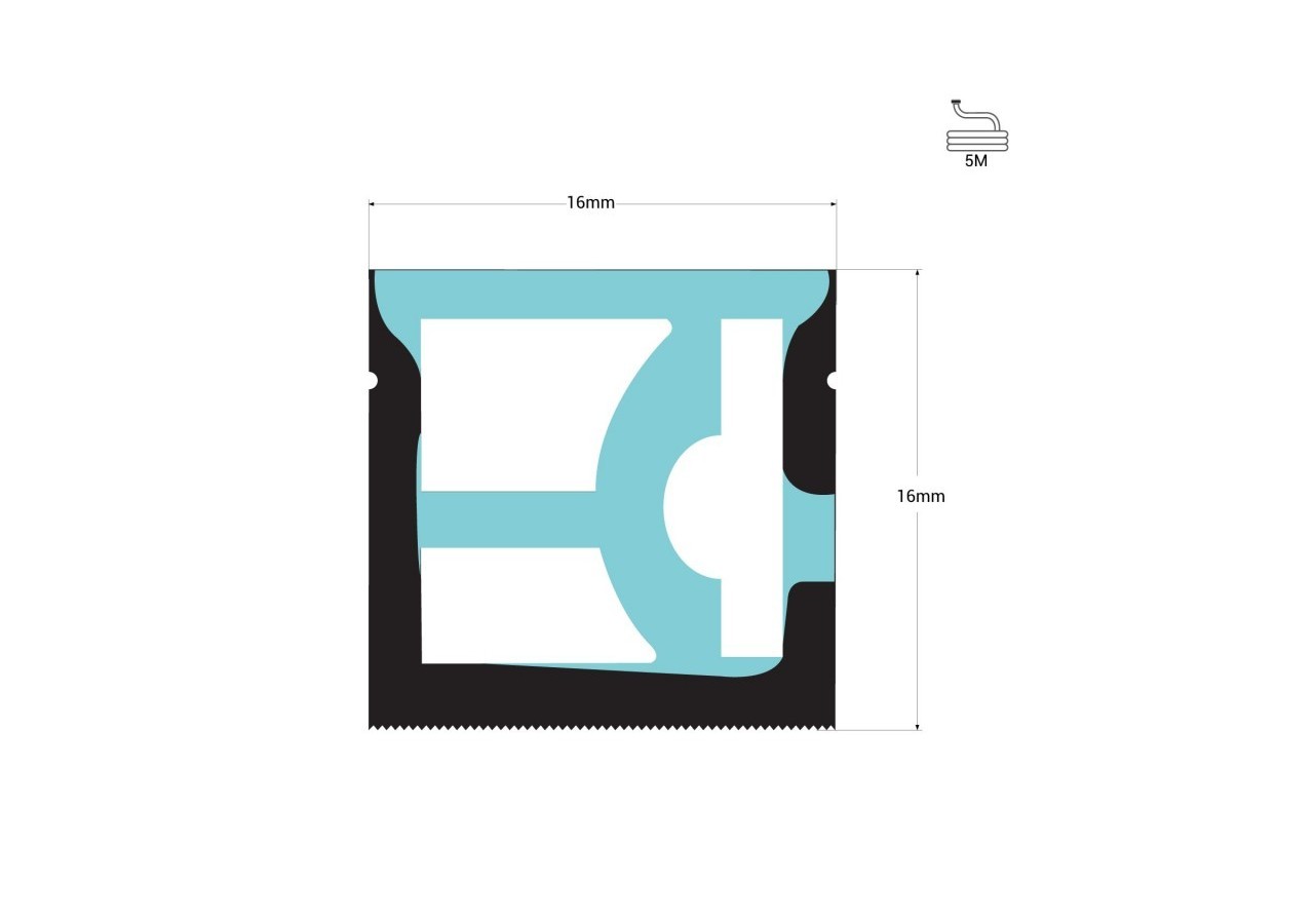 Gaine néon flexible en silicone pour rubans LED-16x16mm-5m-PCB jusqu'à 10mm-Courbure horizontale - WOS1616-S - Barcelona LED