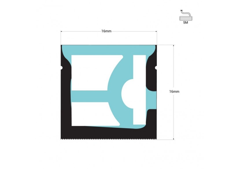 Gaine néon flexible en silicone pour rubans LED-16x16mm-5m-PCB jusqu'à 10mm-Courbure horizontale - WOS1616-S - Barcelona LED