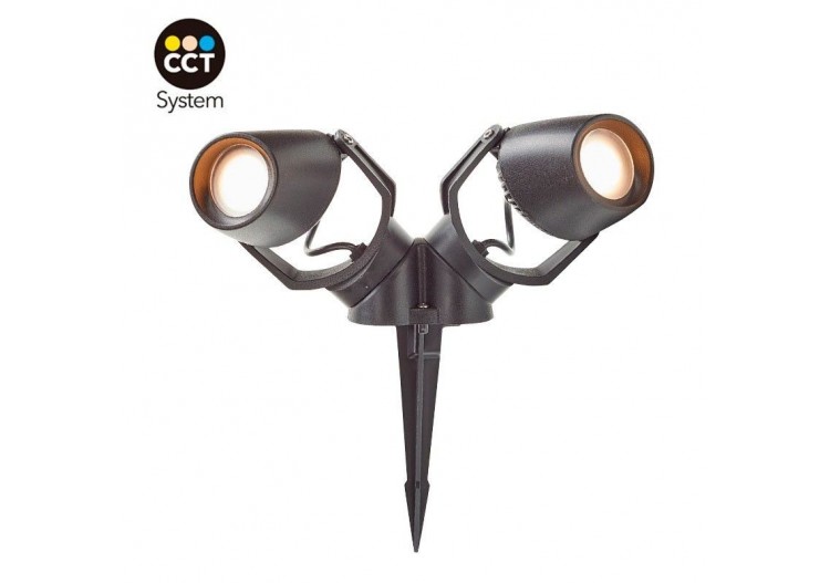 Double spot LED CCT sur piquet "Minitommy 2L" GU10 7W IP55 - 3M2.001.000.AXU2K - Barcelona LED