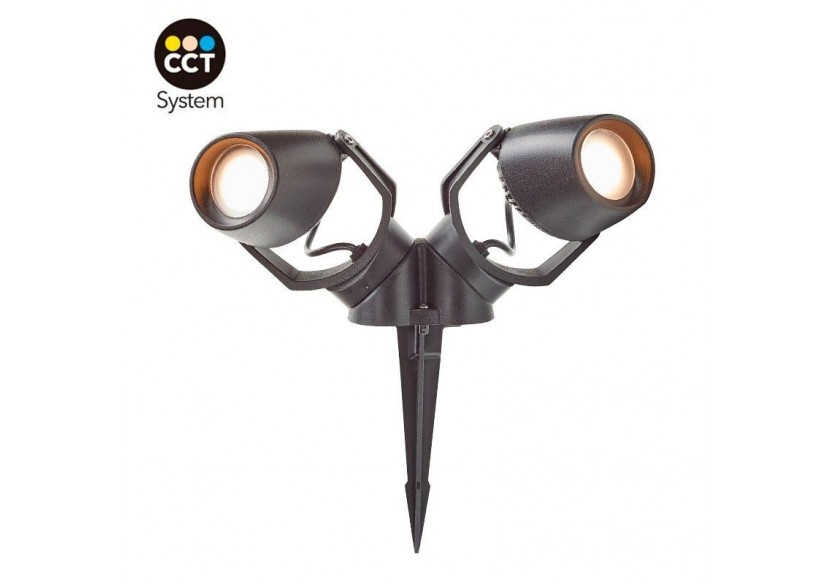 Double spot LED CCT sur piquet "Minitommy 2L" GU10 7W IP55 - 3M2.001.000.AXU2K - Barcelona LED