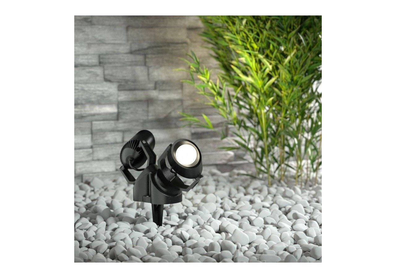 Double spot LED CCT sur piquet "Minitommy 2L" GU10 7W IP55 - 3M2.001.000.AXU2K - Barcelona LED