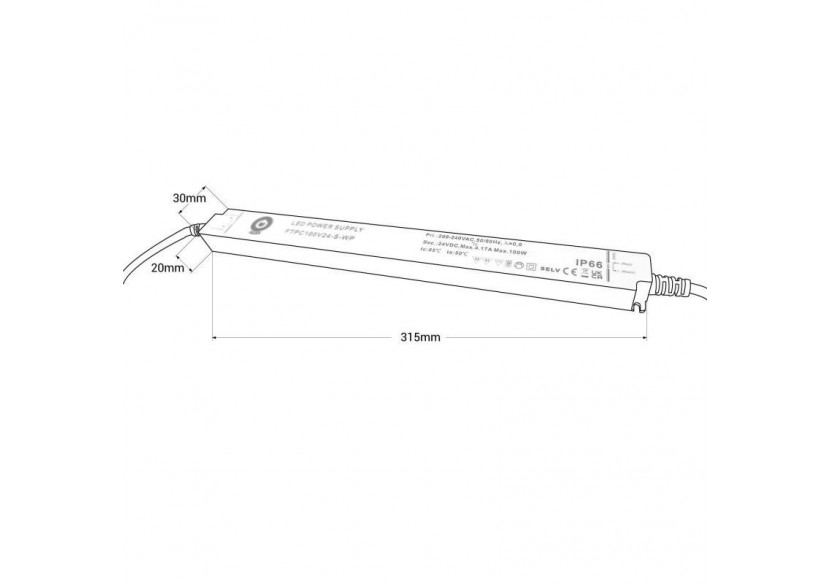 Alimentation étanche extra-plate 24V DC-100W-IP66 - FTPC100V24-S-WP - Barcelona LED