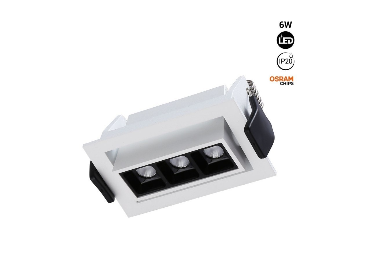 Spot LED encastrable linéaire 6W-Orientable-UGR18-IRC90-Puce OSRAM-2800K - B1214-B-BC - Barcelona LED
