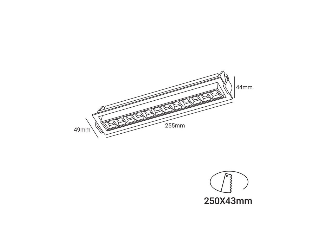 Spot LED encastré linéaire 20W-Orientable-UGR18-IRC90-Puce OSRAM-2800K - B1216-B-BC - Barcelona LED