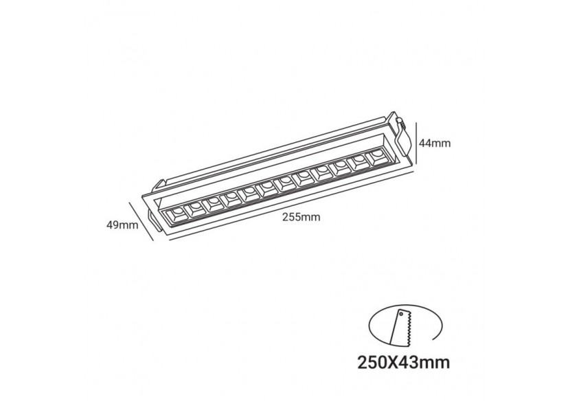 Spot LED encastré linéaire 20W-Orientable-UGR18-IRC90-Puce OSRAM-2800K - B1216-B-BC - Barcelona LED