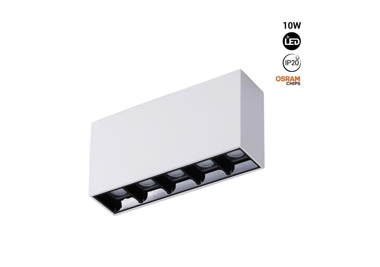 Spot LED linéaire de surface blanc-10W-UGR18-IRC90-Puce OSRAM - B1324-B-BN - Barcelona LED