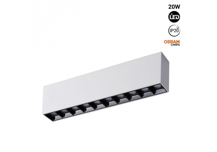 Spot LED linéaire de surface blanc-20W-UGR18-IRC90-OSRAM Chip - B1325-B-BC - Barcelona LED