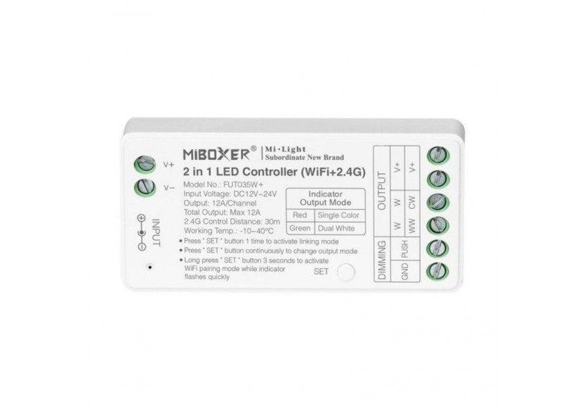 Contrôleur ruban LED 2 en 1 Monochrome-Double blanc-12/24V DC-2.4G-WiFi-MiBoxer-FUT035W+ - FUT035W+ - Barcelona LED