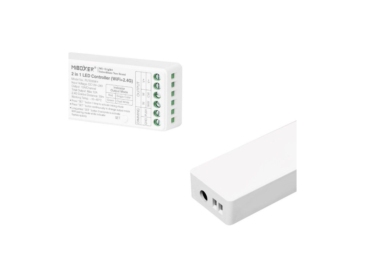 Contrôleur ruban LED 2 en 1 Monochrome-Double blanc-12/24V DC-2.4G-WiFi-MiBoxer-FUT035W+ - FUT035W+ - Barcelona LED