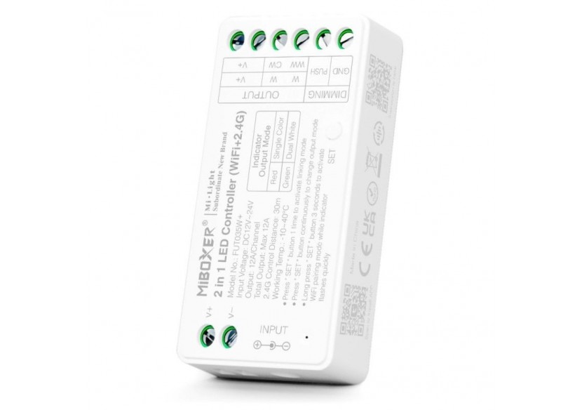 Contrôleur ruban LED 2 en 1 Monochrome-Double blanc-12/24V DC-2.4G-WiFi-MiBoxer-FUT035W+ - FUT035W+ - Barcelona LED