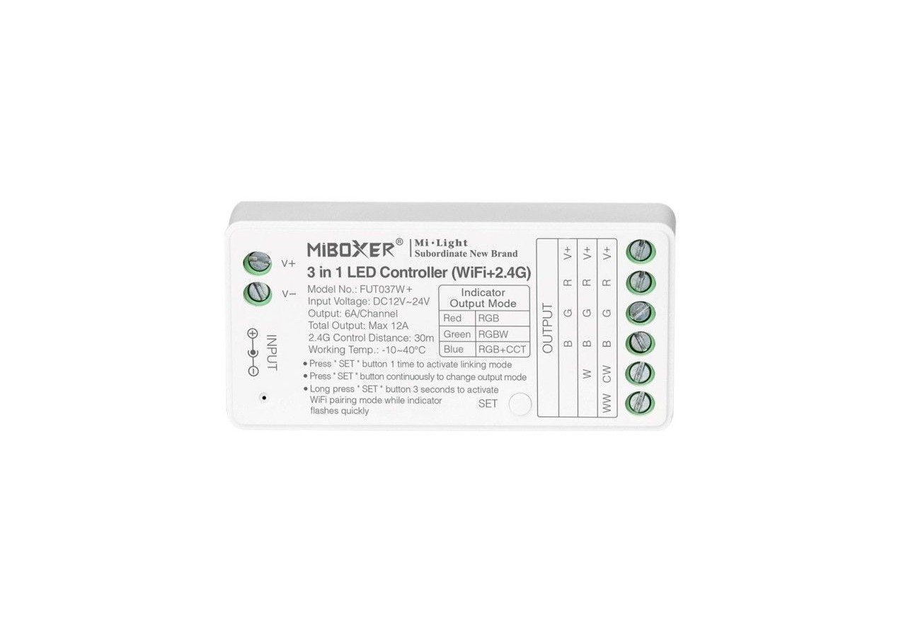 Contrôleur ruban LED 3 en 1 RGB-RGBW-RGB+CCT-WiFi+2.4G - FUT037W+ - Barcelona LED