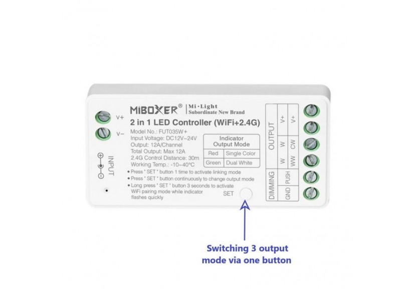 Contrôleur ruban LED 3 en 1 RGB-RGBW-RGB+CCT-WiFi+2.4G - FUT037W+ - Barcelona LED