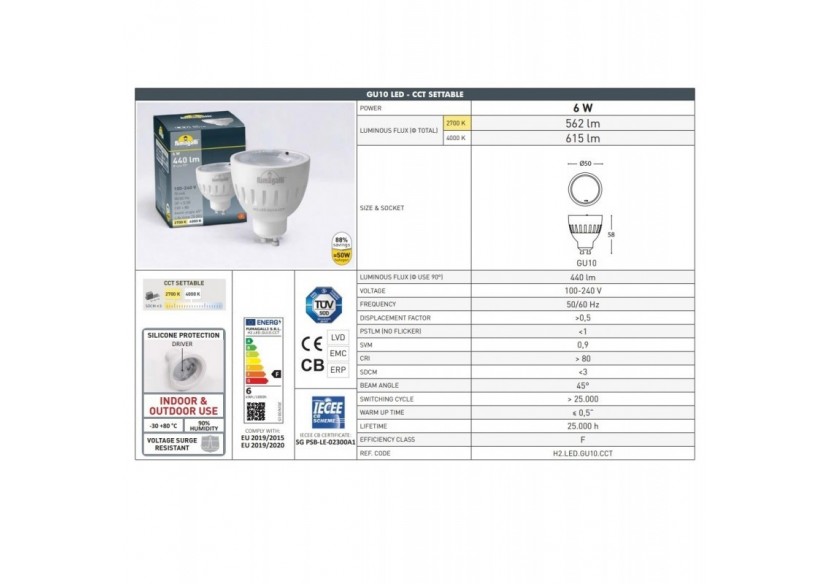 Ampoule LED GU10-6W-CCT-Fumagalli - H2.LED.GU10.CCT - Barcelona LED