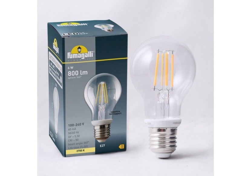 Ampoule LED à filament E27-6,5W-Fumagalli-2700K - H.LED.FIL.3K(V3) - Barcelona LED