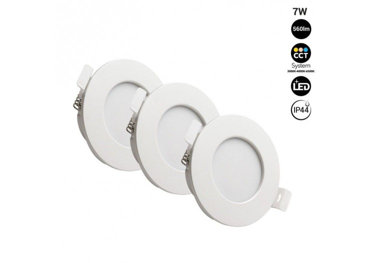Pack x 3-Downlight LED étanche CCT-7W-IP44-Coupe diamètre 68-75mm - K1150CCT-3 - Barcelona LED