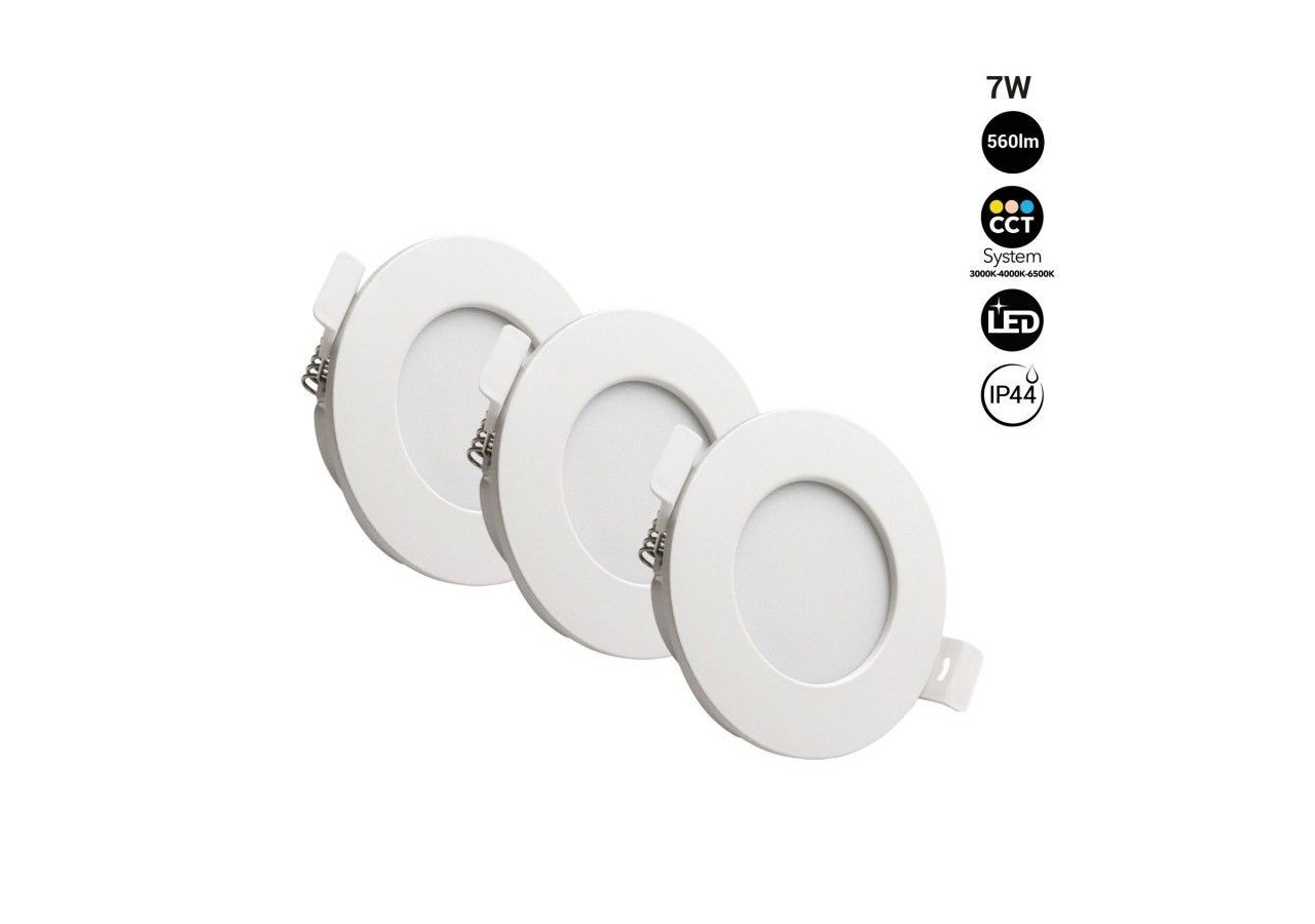 Pack x 3-Downlight LED étanche CCT-7W-IP44-Coupe diamètre 68-75mm - K1150CCT-3 - Barcelona LED