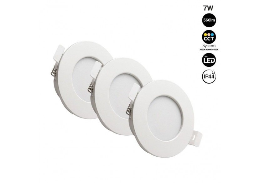 Pack x 3-Downlight LED étanche CCT-7W-IP44-Coupe diamètre 68-75mm - K1150CCT-3 - Barcelona LED