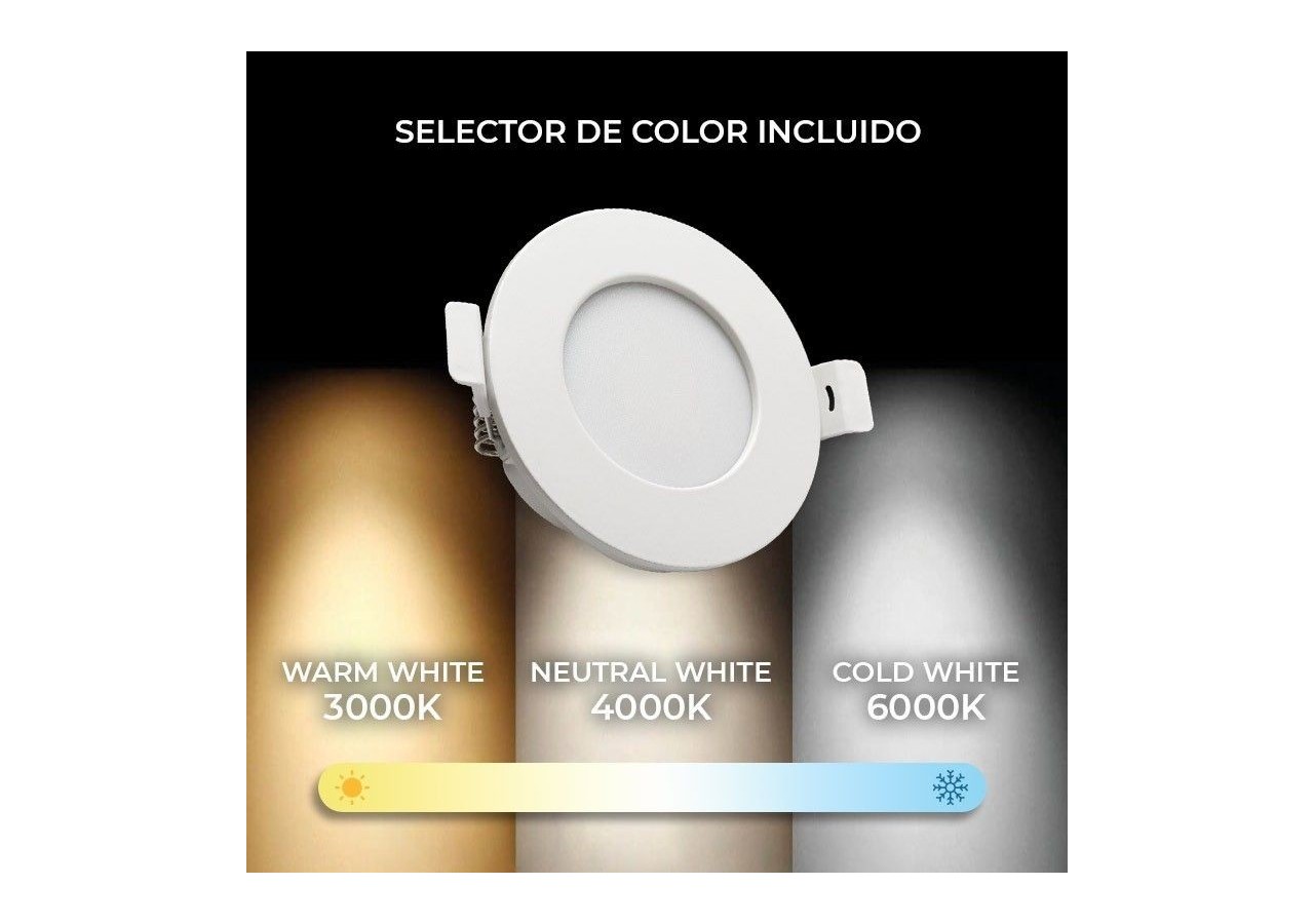 Pack x 3-Downlight LED étanche CCT-7W-IP44-Coupe diamètre 68-75mm - K1150CCT-3 - Barcelona LED