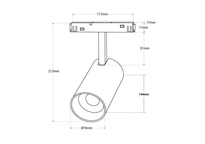 Spot LED CCT sur rail magnétique 48V-25W-Mi Light - MS2-25B-RF - Barcelona LED