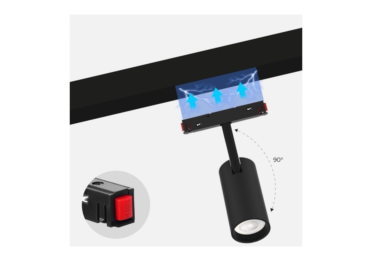 Spot LED sur rail magnétique RGB + CCT-48V-6W-Mi Light - MS5-06B-RF - Barcelona LED