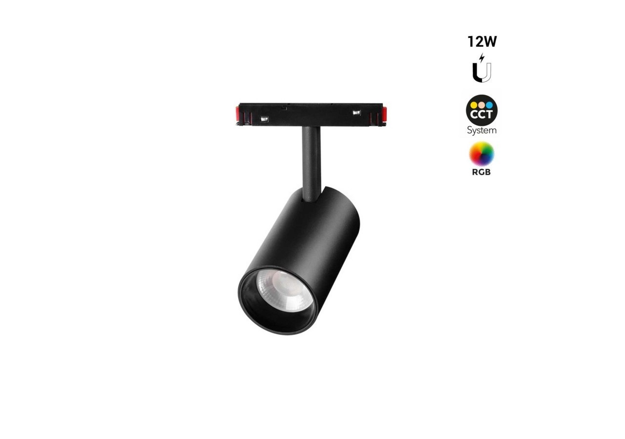 Spot LED sur rail magnétique RGB + CCT-48V-12W-Mi Light - MS5-12B-RF - Barcelona LED