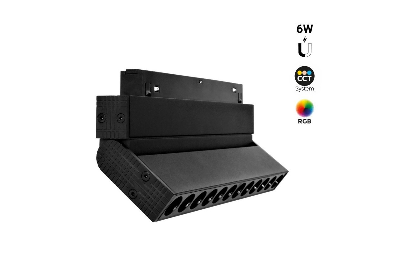 Spot linéaire orientable sur rail magnétique RGB + CCT-6W-UGR18-Mi Light - MG5-06F-RF - Barcelona LED