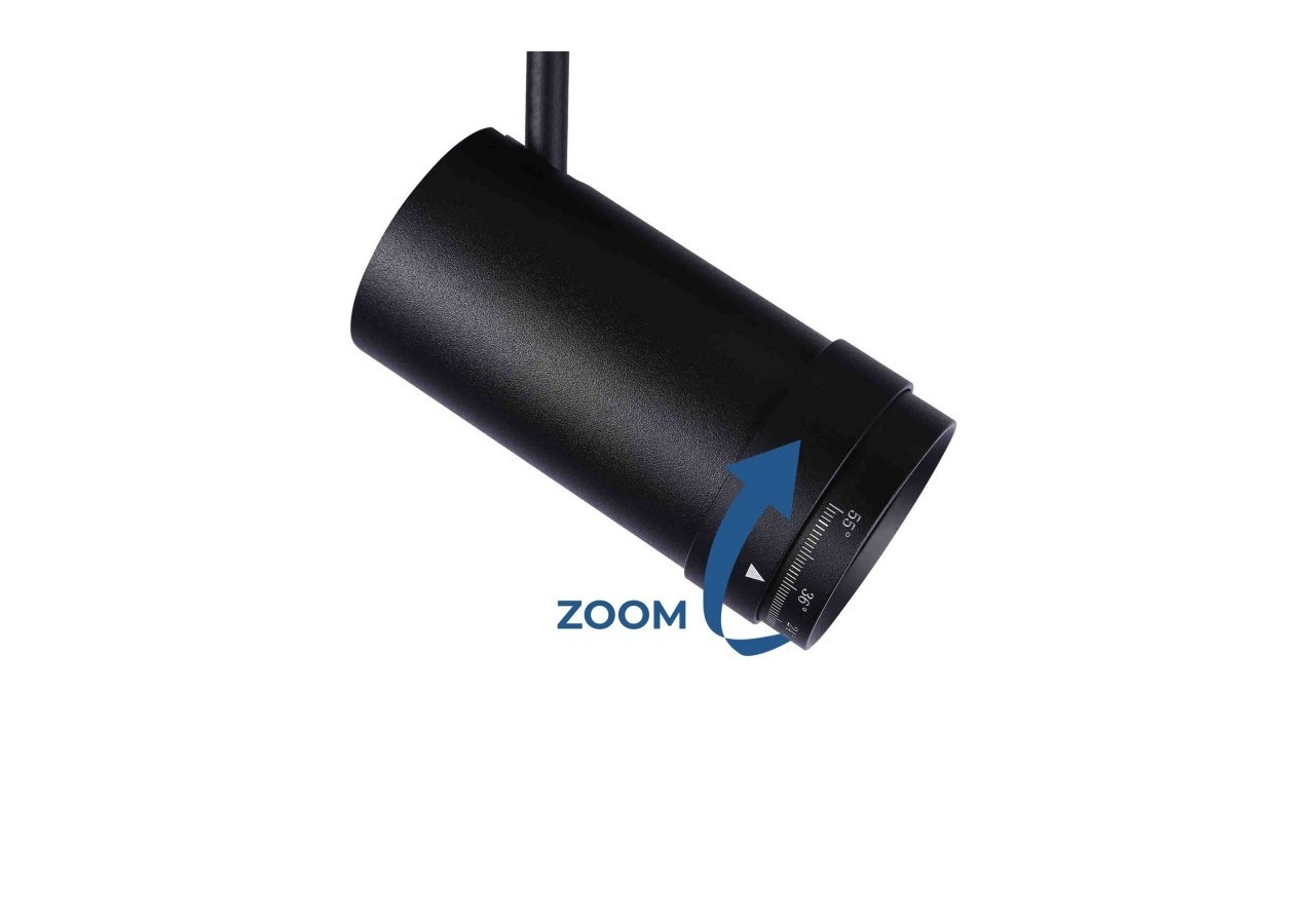 Spot LED sur rail magnétique avec Zoom 10 degrés -55 degrés-48V-25W - PMC-25W-ZOOM-N-BC - Barcelona LED