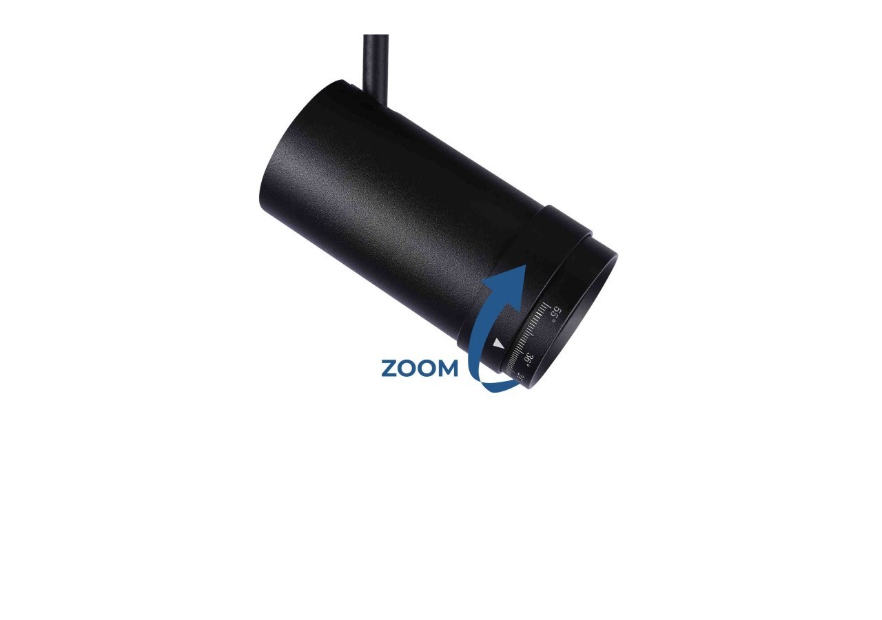 Spot LED sur rail magnétique avec Zoom 10 degrés -55 degrés-48V-12W - PMC-12W-ZOOM-N-BC - Barcelona LED