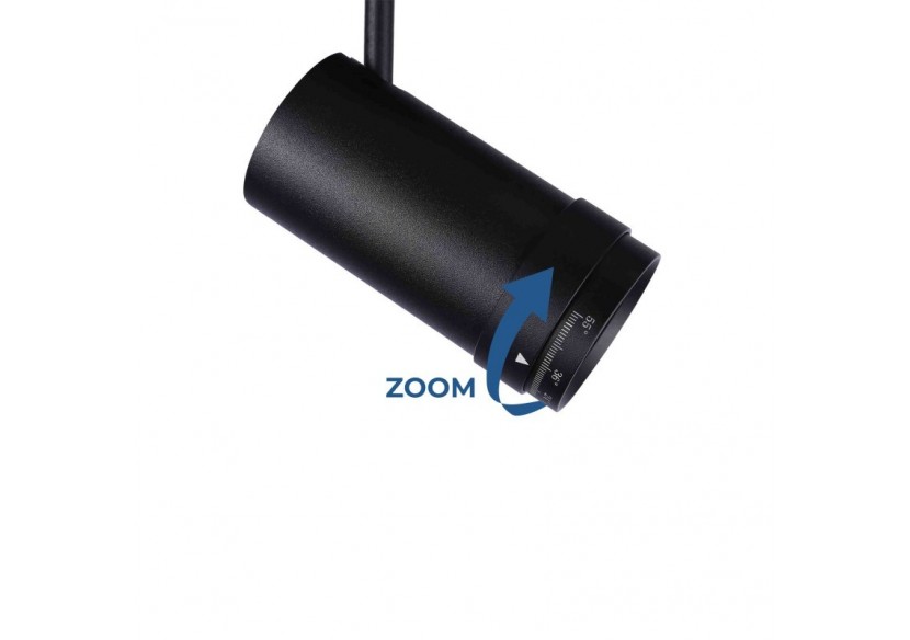 Spot LED sur rail magnétique avec Zoom 10 degrés -55 degrés-48V-12W - PMC-12W-ZOOM-N-BC - Barcelona LED
