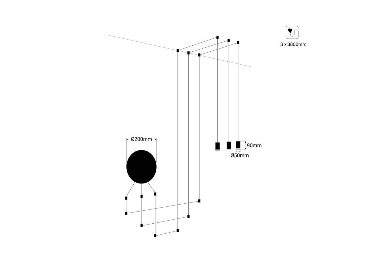 Suspension design "Nébula"-3x6W - LN4029-3-N - Barcelona LED