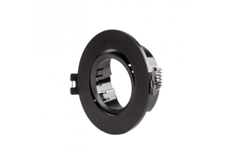 KIT x 10-Collerette downlight orientable noire diamètre 90mm + Ampoule GU10 5W + Douille GU10 - K981-R-N-BF-10 - Barcelona LED 2