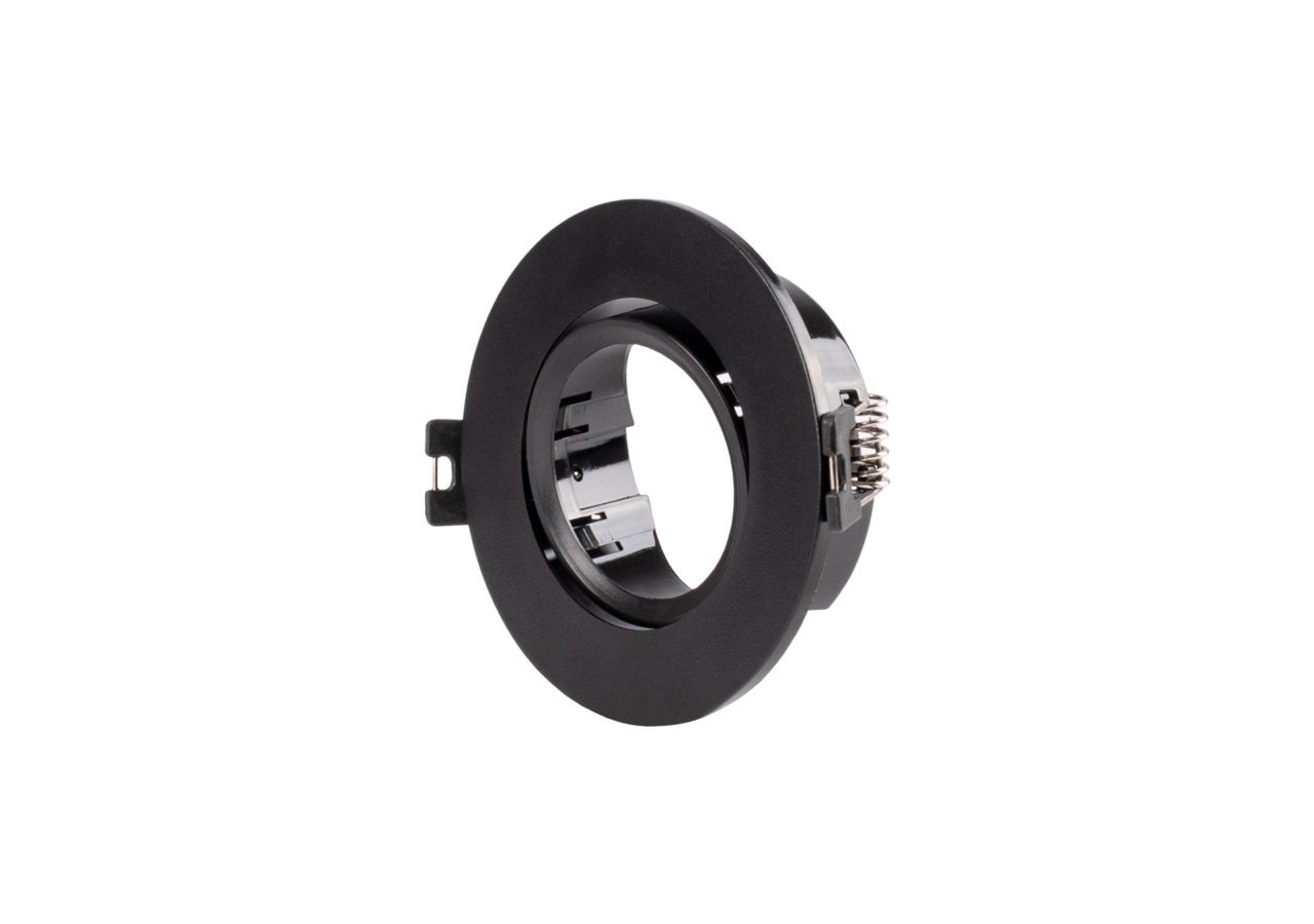 KIT x 10-Collerette downlight orientable noire diamètre 90mm + Ampoule GU10 5W + Douille GU10 - K981-R-N-BF-10 - Barcelona LED